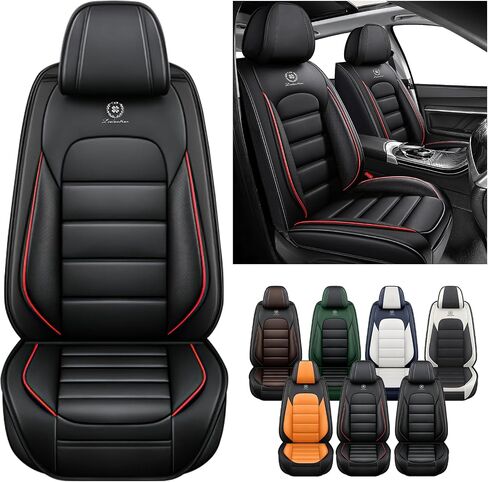 Front Set for Ford Escape Seat Covers 2000-2025, Waterproof Nappa Leather Car Seat Protector, Anti-Slip & Comfortable Car seat Cover (Black & Red) in Saudi Arabia