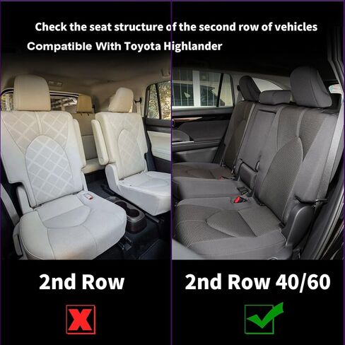 SecosAutoparts 2020-2023 Car PU Leather 8 Seat Covers Full Surround Black Compatible with Toyota Highlander 3 Rows Second Row 40/60 Split 2020 2021 2022 2023 in Saudi Arabia