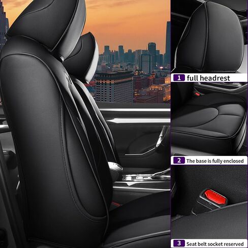 SecosAutoparts 2020-2023 Car PU Leather 8 Seat Covers Full Surround Black Compatible with Toyota Highlander 3 Rows Second Row 40/60 Split 2020 2021 2022 2023 in Saudi Arabia
