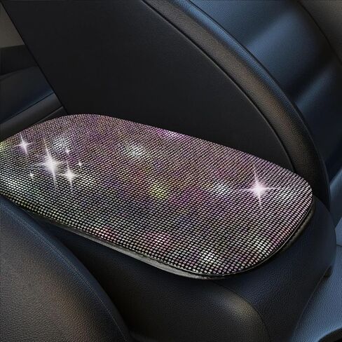 11.9''×8.4'' Bling Car Center Console Cover, Crystal Diamond Arm Rest Protective Cushion Pad, Soft Elbow Pillow Car Armrest Seat Box Cover, Auto Interior Decoration Accessory for Women (White) in Saudi Arabia