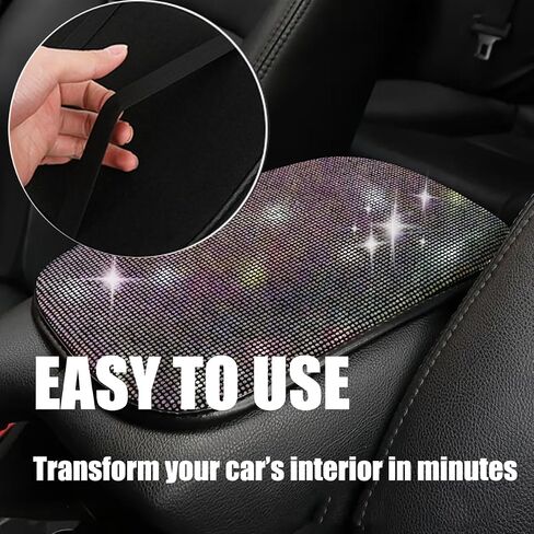 11.9''×8.4'' Bling Car Center Console Cover, Crystal Diamond Arm Rest Protective Cushion Pad, Soft Elbow Pillow Car Armrest Seat Box Cover, Auto Interior Decoration Accessory for Women (White) in Saudi Arabia