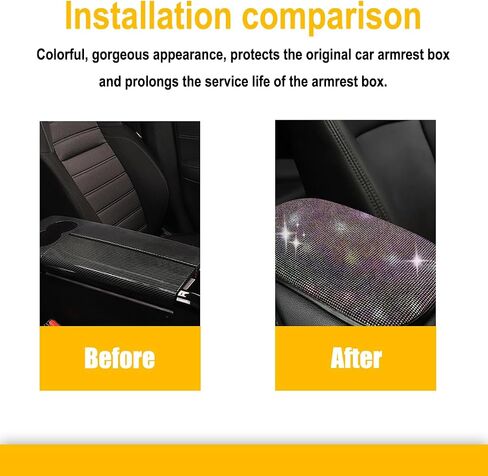 11.9''×8.4'' Bling Car Center Console Cover, Crystal Diamond Arm Rest Protective Cushion Pad, Soft Elbow Pillow Car Armrest Seat Box Cover, Auto Interior Decoration Accessory for Women (White) in Saudi Arabia