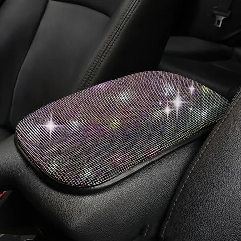 11.9''×8.4'' Bling Car Center Console Cover, Crystal Diamond Arm Rest Protective Cushion Pad, Soft Elbow Pillow Car Armrest Seat Box Cover, Auto Interior Decoration Accessory for Women (White) in Saudi Arabia