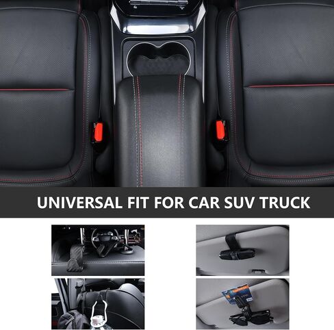 Leather Car Seat Gap Filler 2 Pack, Car Gap Filler Organizer Between Seat and Console Stop Things from Dropping, 4 Seat Hooks,2 Glasses Holders, Universal Gap Filler for Cars, SUV & Truck (Black) in Saudi Arabia