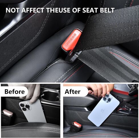 Leather Car Seat Gap Filler 2 Pack, Car Gap Filler Organizer Between Seat and Console Stop Things from Dropping, 4 Seat Hooks,2 Glasses Holders, Universal Gap Filler for Cars, SUV & Truck (Black) in Saudi Arabia