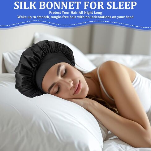 8 Pcs Bonnet Sleep Cap, Adjustable Satin Bonnets Beanie Hat Hair Wrap for Women Frizzy Curly Natural Hair Sleeping Breathable Outside Night Hairs Protection Multicolor in Saudi Arabia