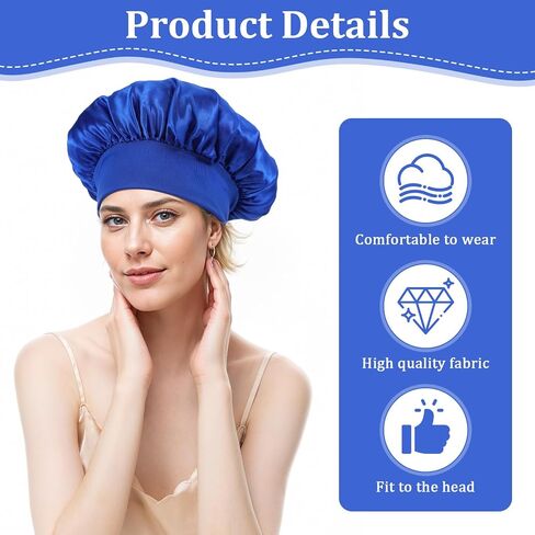 8 Pcs Bonnet Sleep Cap, Adjustable Satin Bonnets Beanie Hat Hair Wrap for Women Frizzy Curly Natural Hair Sleeping Breathable Outside Night Hairs Protection Multicolor in Saudi Arabia