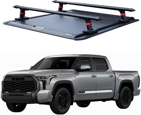 Retractable Hard Tonneau Cover with Truck Bed Rack Compatible For Toyota Tundra 2022 2023 2024 2025 Bed Cover with Lock Pickup accessories 5.5FT (67") Short Bed / 6.5FT (79") Standard Bed(5.5FT in Saudi Arabia