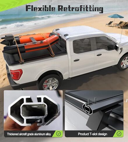Retractable Hard Tonneau Cover with Truck Bed Rack Compatible For Toyota Tundra 2022 2023 2024 2025 Bed Cover with Lock Pickup accessories 5.5FT (67") Short Bed / 6.5FT (79") Standard Bed(5.5FT in Saudi Arabia