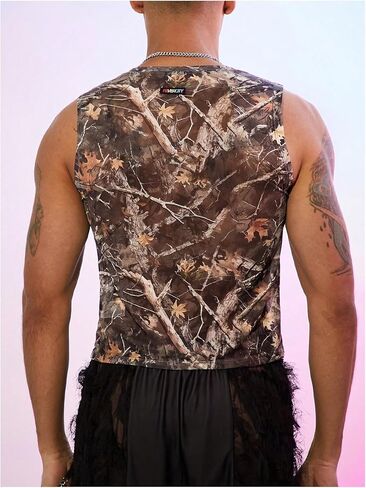 MakeMeChic Men's Camo Tank Top Crew Neck Sleeveless Muscle Shirt Gym Workout Top in Kuwait