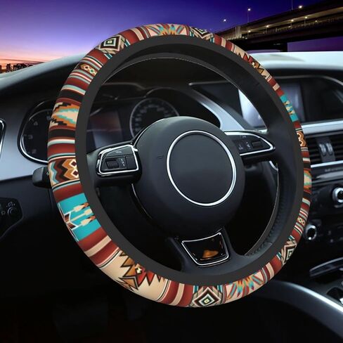 تغطية عجلة القيادة القبلية الجنوبية من الجنوب الغربي ، واقي عجلات Navajo Bohemian Ground For Women For Women Finlip Auto Car Expension in Kuwait
