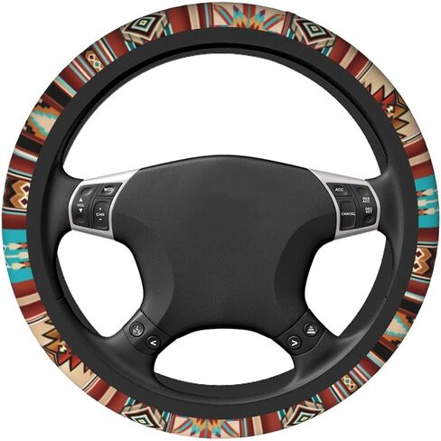تغطية عجلة القيادة القبلية الجنوبية من الجنوب الغربي ، واقي عجلات Navajo Bohemian Ground For Women For Women Finlip Auto Car Expension in Kuwait