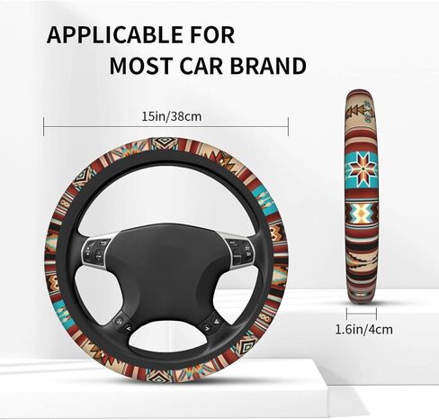 تغطية عجلة القيادة القبلية الجنوبية من الجنوب الغربي ، واقي عجلات Navajo Bohemian Ground For Women For Women Finlip Auto Car Expension in Kuwait