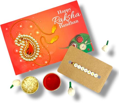LOVENSPIRE Personalized Rakhi for Brother White Letter Name Designer Handmade Rakhi Thread for Bhaiya Custom Name Rakhi - Rakhi Card Hindu Bracelet Rakhi in Saudi Arabia