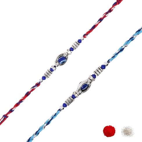 I Jewels Enamel Evil Eye Pearl Rakhi With Rakshabandhan Card for Bro/Brother/Bhai (R344Sb-Re) (Pack of 2) in Saudi Arabia