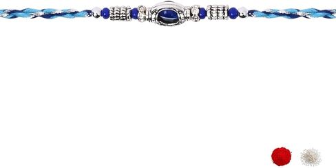 I Jewels Enamel Evil Eye Pearl Rakhi With Rakshabandhan Card for Bro/Brother/Bhai (R344Sb-Re) (Pack of 2) in Saudi Arabia