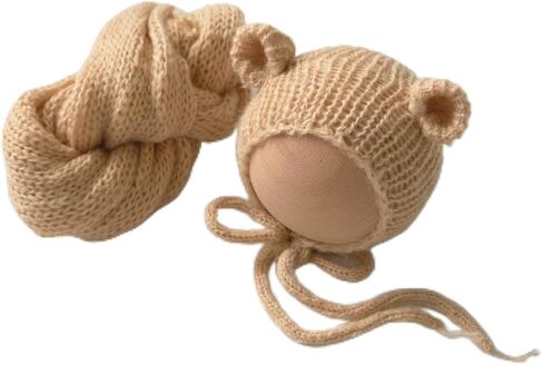 Vemonllas الدعائم التصوير حديثي الولادة الدب بونيه والتفاف طفل الفتيان الفتيات التقاط الصور وتتسابق الرضع اليدوية محبوك زي مجموعة in Kuwait