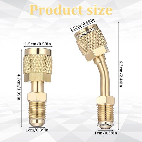 2 Pack R410a محول لنظام تقسيم مصغرة ، 5/16 بوصة SAE أنثى إلى 1/4 بوصة SAE الذكور ملاذ شحن محولات منفذ ، النحاس HVAC أداة تبريد مكيف الهواء in Saudi Arabia