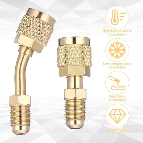 2 Pack R410a محول لنظام تقسيم مصغرة ، 5/16 بوصة SAE أنثى إلى 1/4 بوصة SAE الذكور ملاذ شحن محولات منفذ ، النحاس HVAC أداة تبريد مكيف الهواء in Saudi Arabia