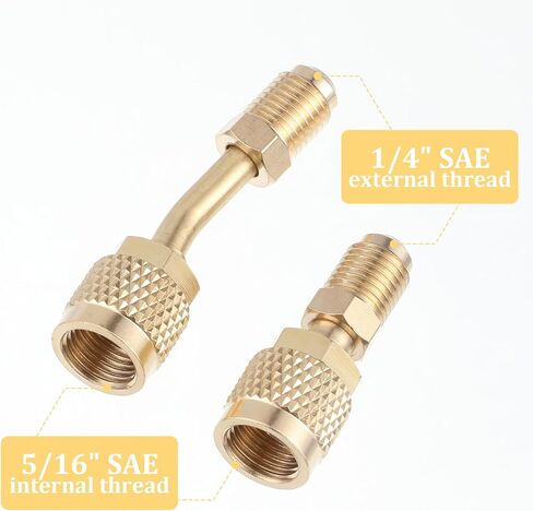 2 Pack R410a محول لنظام تقسيم مصغرة ، 5/16 بوصة SAE أنثى إلى 1/4 بوصة SAE الذكور ملاذ شحن محولات منفذ ، النحاس HVAC أداة تبريد مكيف الهواء in Saudi Arabia