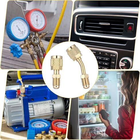2 Pack R410a محول لنظام تقسيم مصغرة ، 5/16 بوصة SAE أنثى إلى 1/4 بوصة SAE الذكور ملاذ شحن محولات منفذ ، النحاس HVAC أداة تبريد مكيف الهواء in Saudi Arabia