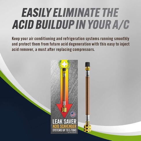 Leak Saver Direct Inject Acid Scavenger - Converts Acid to Synthetic Oil, for A/C Systems Up to 5 Tons - Made in The USA in Saudi Arabia