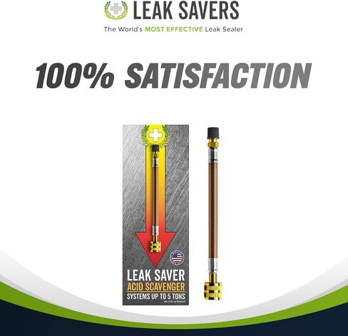 Leak Saver Direct Inject Acid Scavenger - Converts Acid to Synthetic Oil, for A/C Systems Up to 5 Tons - Made in The USA in Saudi Arabia