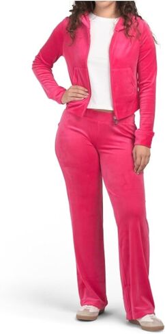juicy couture Women's Bling Velor Tracksuit (الولايات المتحدة ، ألفا ، X-large ، العادية ، العادية ، الوردي الساخن) in Kuwait