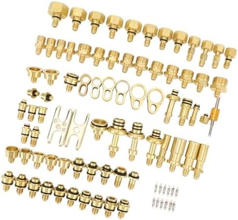 Car Air Conditioning Leak Detector 77pcs Automotive Air Conditioning Leak Test Kit Brass Ac Leak Detection Tools Connector Repair Kit for Car Auto AC in Saudi Arabia