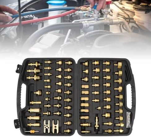 Car Air Conditioning Leak Detector 77pcs Automotive Air Conditioning Leak Test Kit Brass Ac Leak Detection Tools Connector Repair Kit for Car Auto AC in Saudi Arabia