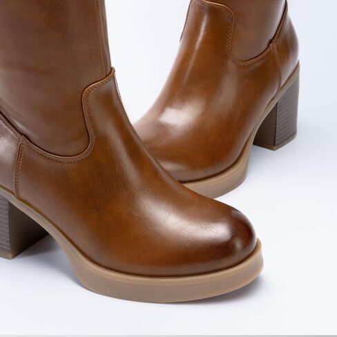 DREAM PAIRS Women's Knee High Boots Chunky Platform Heel Round Toe Boots for Women Side Zipper Stylish Comfortable Tall Boots in Saudi Arabia