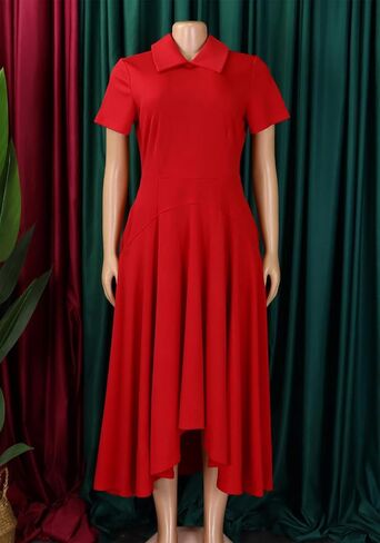 Seltaon Women Elegant Semi Formal Midi Dresses Short Sleeve A Line Church Cocktail Party Dress Plus Size in Saudi Arabia