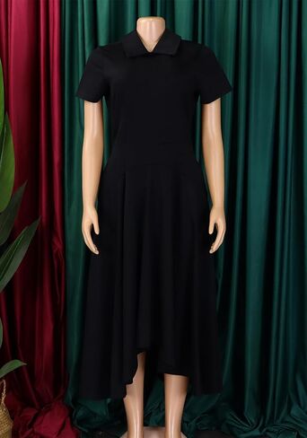 Seltaon Women Elegant Semi Formal Midi Dresses Short Sleeve A Line Church Cocktail Party Dress Plus Size in Saudi Arabia