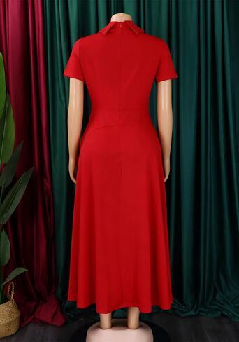 Seltaon Women Elegant Semi Formal Midi Dresses Short Sleeve A Line Church Cocktail Party Dress Plus Size in Saudi Arabia