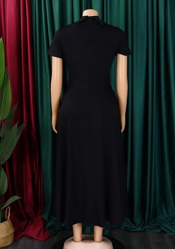 Seltaon Women Elegant Semi Formal Midi Dresses Short Sleeve A Line Church Cocktail Party Dress Plus Size in Saudi Arabia