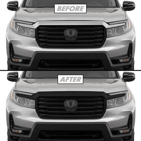 Slickmod Chrome Delete Blackout Vinyl Overlay لعام 2021-2024 Honda Ridgeline Mront Grill Trim (Black Matte) in Saudi Arabia