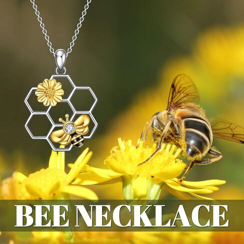 قلادة Luhe Bee 925 Sterling Silver Honeycomb زهرة لطيفة قلادة قلادة للنساء لنساءها in Kuwait