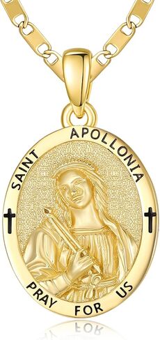 Patron Saint Medals, 14K Gold/Rose Gold Catholic Pendant Necklaces, Christian Jewelry Religious Gifts for Women with 22"+2" Mariner Chain in Saudi Arabia