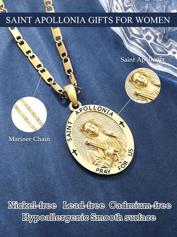 Patron Saint Medals, 14K Gold/Rose Gold Catholic Pendant Necklaces, Christian Jewelry Religious Gifts for Women with 22"+2" Mariner Chain in Saudi Arabia