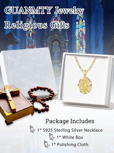 Patron Saint Medals, 14K Gold/Rose Gold Catholic Pendant Necklaces, Christian Jewelry Religious Gifts for Women with 22"+2" Mariner Chain in Saudi Arabia
