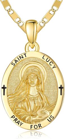 Patron Saint Medals, 14K Gold/Rose Gold Catholic Pendant Necklaces, Christian Jewelry Religious Gifts for Women with 22"+2" Mariner Chain in Saudi Arabia