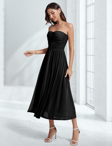 DRESSTELLS Women's Cocktail Dress, Strapless Tube Top Long Maxi Summer Formal Mesh Dresses 2025 in Kuwait