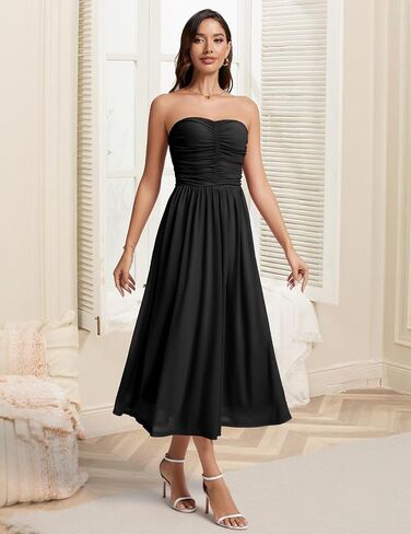 DRESSTELLS Women's Cocktail Dress, Strapless Tube Top Long Maxi Summer Formal Mesh Dresses 2025 in Kuwait