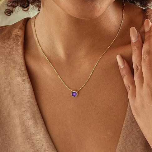 Turandoss Birthstone Necklace for Women, Dainty 14K Gold Plated Red Blue Green Diamond Emerald Birthstone Necklace 12 Month Birthstone Jewelry Birthday Gifts for Women Teen Girls in Saudi Arabia