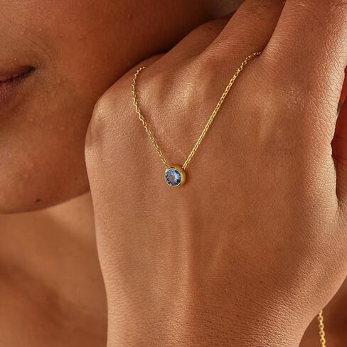 Turandoss Birthstone Necklace for Women, Dainty 14K Gold Plated Red Blue Green Diamond Emerald Birthstone Necklace 12 Month Birthstone Jewelry Birthday Gifts for Women Teen Girls in Saudi Arabia