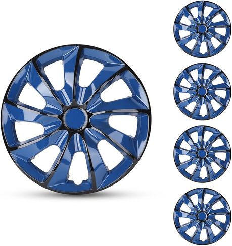 مجموعة Hubcaps 17 بوصة من 4 أغطية عجلات أبيض وأسود ورنيش عالمي من مواد ABS (فقط مناسبة لمحور الحديد) Hubcaps استبدال السيارات الإكسسوارات الخارجية لشاحنة السيارة (17 بوصة ، 4 عبوات) in Saudi Arabia