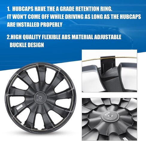 مجموعة Hubcaps 17 بوصة من 4 أغطية عجلات أبيض وأسود ورنيش عالمي من مواد ABS (فقط مناسبة لمحور الحديد) Hubcaps استبدال السيارات الإكسسوارات الخارجية لشاحنة السيارة (17 بوصة ، 4 عبوات) in Saudi Arabia