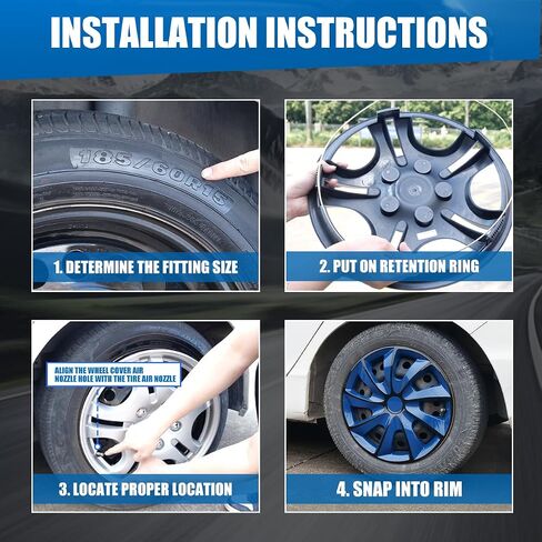 مجموعة Hubcaps 17 بوصة من 4 أغطية عجلات أبيض وأسود ورنيش عالمي من مواد ABS (فقط مناسبة لمحور الحديد) Hubcaps استبدال السيارات الإكسسوارات الخارجية لشاحنة السيارة (17 بوصة ، 4 عبوات) in Saudi Arabia