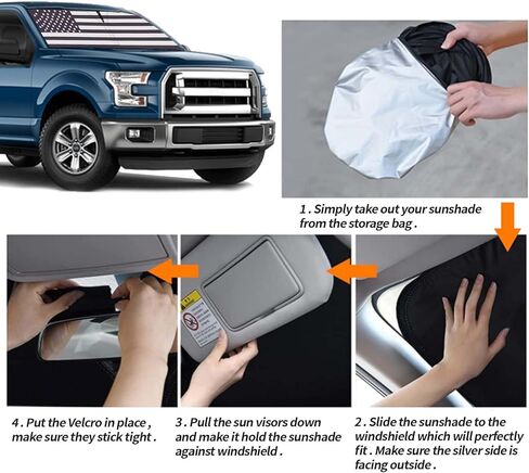 ترقية شمس الزجاج الأمامي الظل مع علم الولايات المتحدة الأمريكية ل Tesla Model 3 2016-2023 ، Windshield Sun Visor Blocks الأشعة فوق البنفسجية القابلة للطي الأشعة فوق البنفسجية in Kuwait