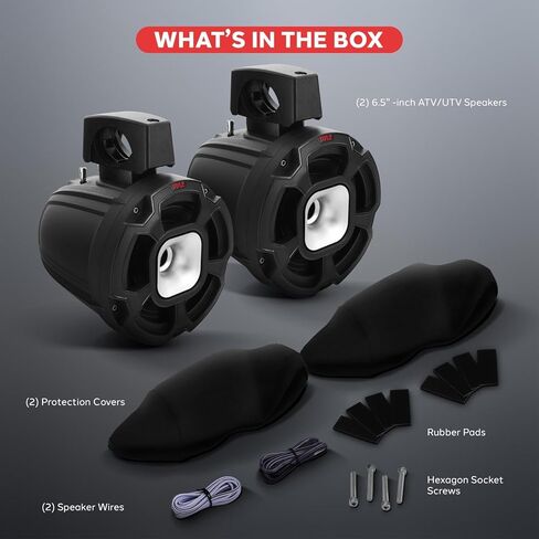 Pyle 6.5 "1300W Marine Tower Smeters - IPX6 نظام مكبر صوت PowerSport المقاوم للماء ، صوت استريو سلبي كامل المدى - الصوت الخارجي لـ ATV و UTV و Boat و Jeep & More - يسهل تركيبه (زوج) (زوج) (زوج) in Saudi Arabia